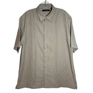 AXIIST Mens Tan Button Up Short Sleeve Shirt Casual Summer Size L